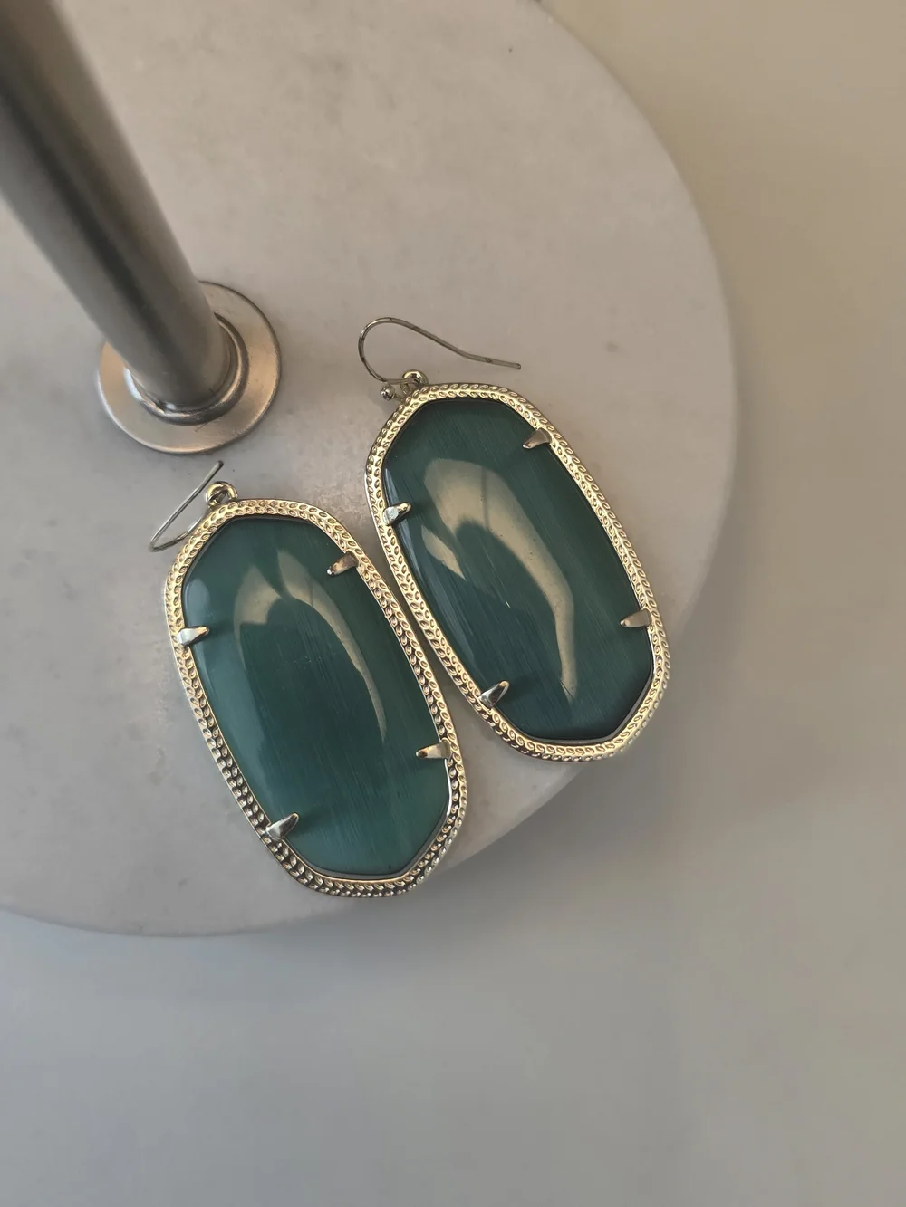 Kendra Scott Gold-Frame Emerald Green Drop Earrings - Women's Fashion Jewelry - Picture 2 of 4